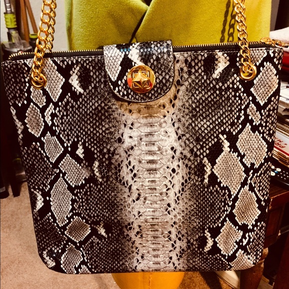 Mud Pie Handbags - Mud Pie faux leather reptile shoulder bag